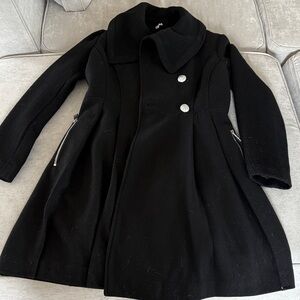 Women’s Black Double-Breasted Wool Blend Coat - Stylish Winter Jacket